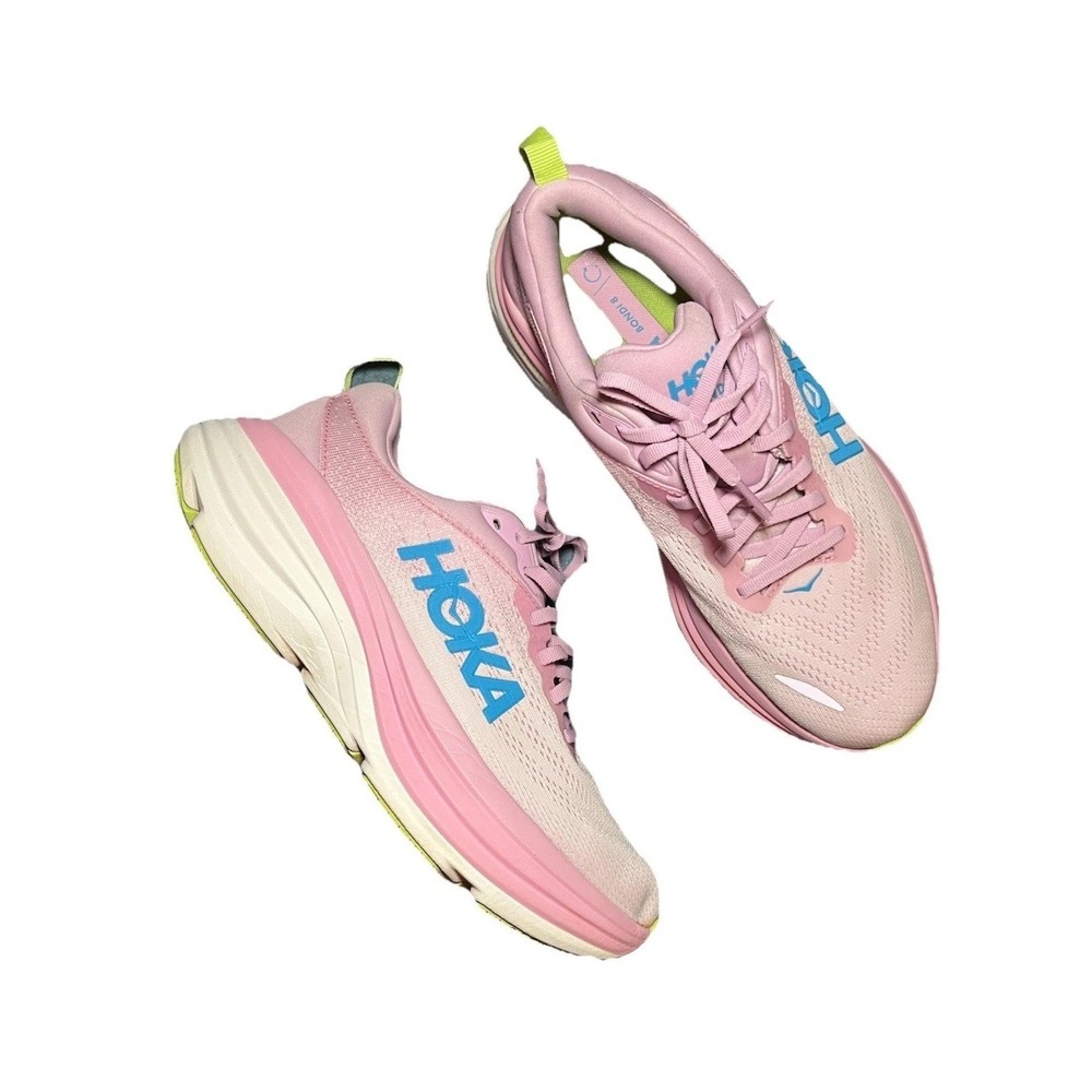 Hoka One One Bondi 8 1127952-PTWL Athletic Shoes Women's 9B Pink Knit Cushioned